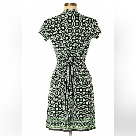 Max Studio Navy Green Tile Wrap Dress small workwear - Picture 2 of 12